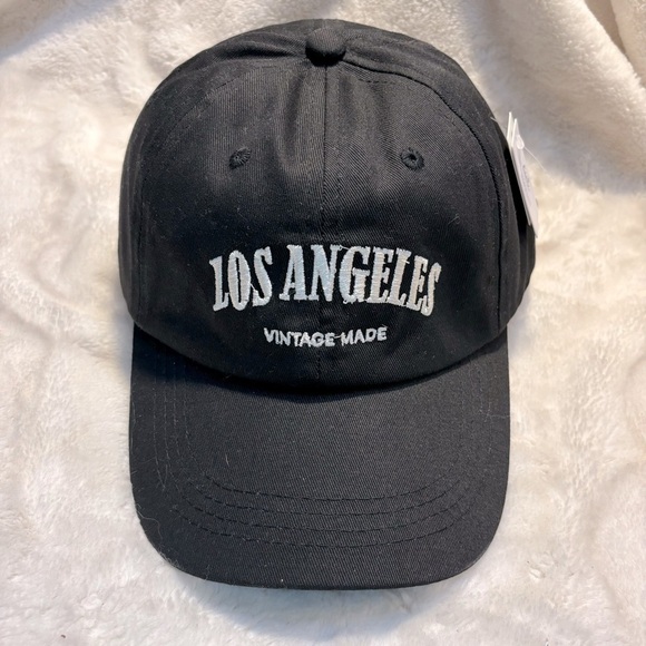 NWT Ballcap Unisex Black “Los Angeles Vintage Made” White Embroidery 100% Cotton - Picture 1 of 8